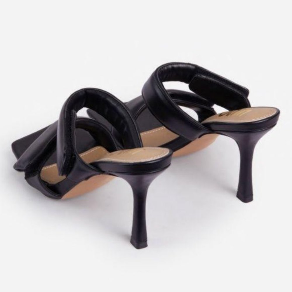 Padded Velcro Square Toe Mules in Black - Picture 4 of 10